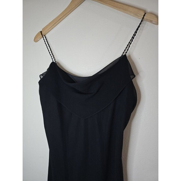 VTG Jones Wear Slip Dress Womens Size 6 Black Chiffon Overlay Sheer Sleeveless - Picture 3 of 10